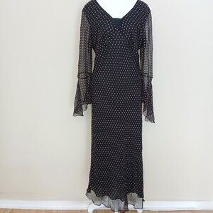 I.C.E. 100% Silk Polka Dot Midi Dress Size 12
